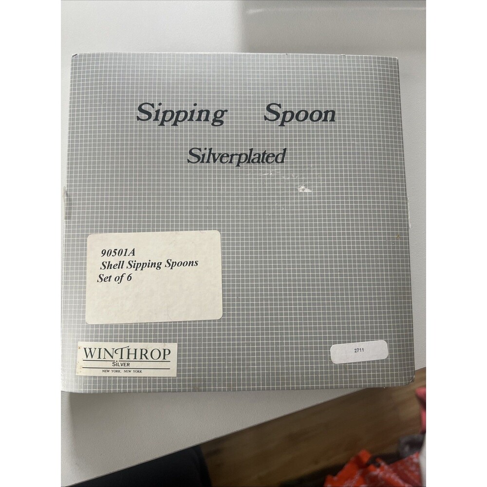 VTG WINTHROP Silver Plated Tea Sipping Spoons. Shell Resign/Original Package